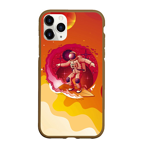 Чехол iPhone 11 Pro матовый Космический скейтборд / 3D-Коричневый – фото 1