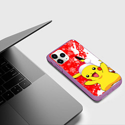 Чехол iPhone 11 Pro матовый НОВОГОДНИЙ ПИКАЧУ, ЗИМА БЛИЗКО, цвет: 3D-фиолетовый — фото 2