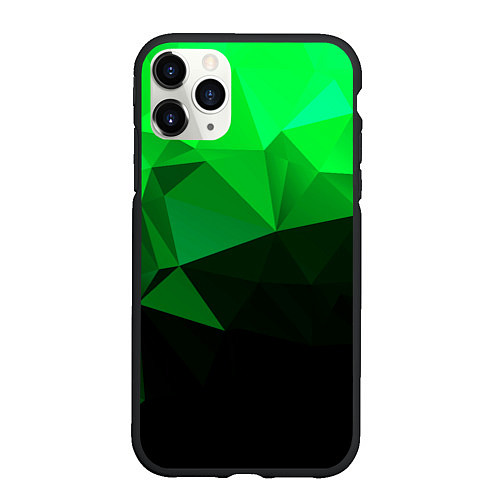Чехол iPhone 11 Pro матовый Изумрудный Зеленый Геометрия / 3D-Черный – фото 1