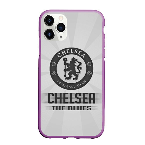 Чехол iPhone 11 Pro матовый Chelsea FC Graphite Theme / 3D-Фиолетовый – фото 1