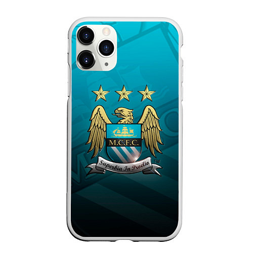 Чехол iPhone 11 Pro матовый Manchester City Teal Themme / 3D-Белый – фото 1