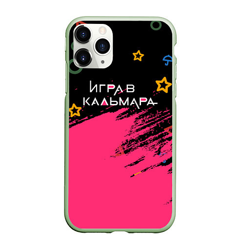 Чехол iPhone 11 Pro матовый Игра в кальмара на Русском / 3D-Салатовый – фото 1