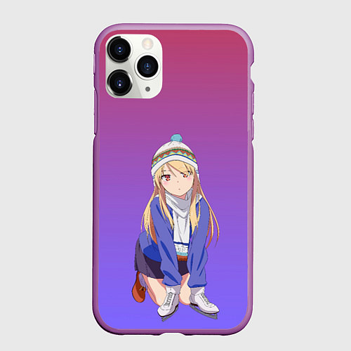 Чехол iPhone 11 Pro матовый Девочка и коньки / 3D-Фиолетовый – фото 1