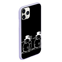 Чехол iPhone 11 Pro матовый Снеговик на черном фоне, цвет: 3D-светло-сиреневый — фото 2