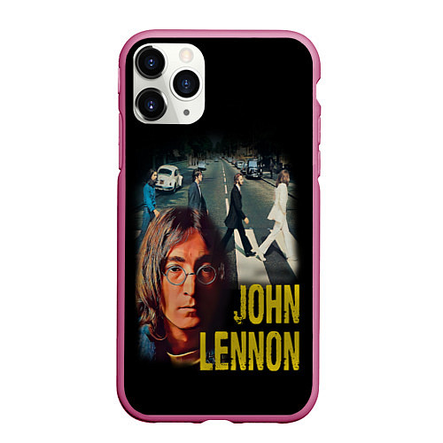 Чехол iPhone 11 Pro матовый The Beatles John Lennon / 3D-Малиновый – фото 1