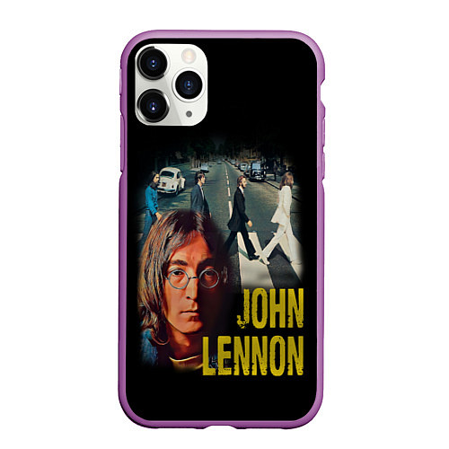 Чехол iPhone 11 Pro матовый The Beatles John Lennon / 3D-Фиолетовый – фото 1