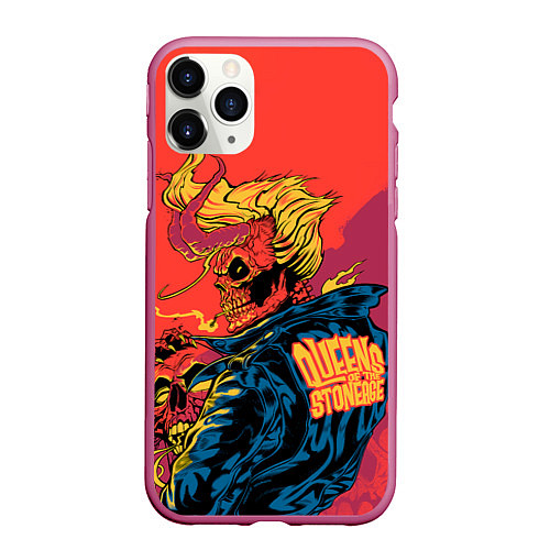 Чехол iPhone 11 Pro матовый Queen of the stone age Devil / 3D-Малиновый – фото 1