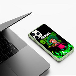 Чехол iPhone 11 Pro матовый LOLA ЛОЛА BRAWLSTARS зеленый огонь, цвет: 3D-салатовый — фото 2