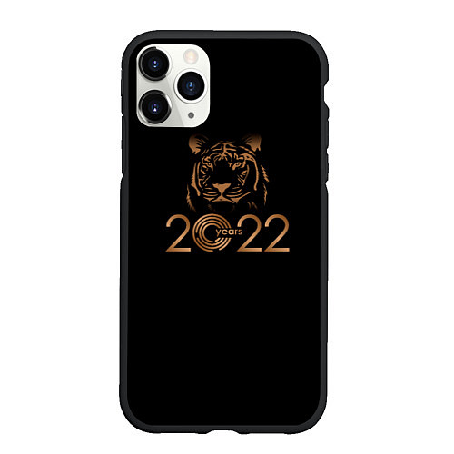 Чехол iPhone 11 Pro матовый 2022 Tiger Bronze Theme / 3D-Черный – фото 1