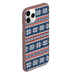 Чехол iPhone 11 Pro матовый Knitted Christmas Pattern, цвет: 3D-коричневый — фото 2