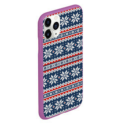 Чехол iPhone 11 Pro матовый Knitted Christmas Pattern, цвет: 3D-фиолетовый — фото 2