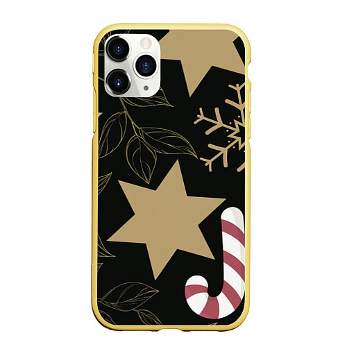 Чехол iPhone 11 Pro матовый Новогоднее Настроение Звезды / 3D-Желтый – фото 1