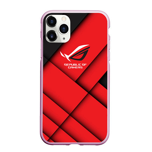 Чехол iPhone 11 Pro матовый ROG - republic of gamers / 3D-Розовый – фото 1