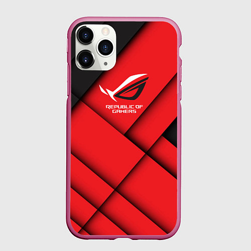 Чехол iPhone 11 Pro матовый ROG - republic of gamers / 3D-Малиновый – фото 1