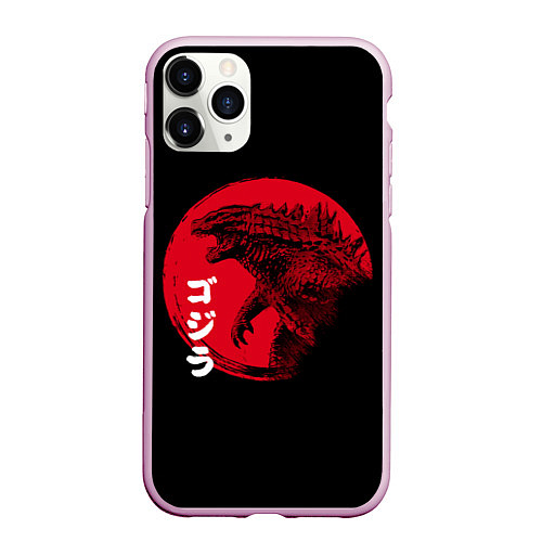 Чехол iPhone 11 Pro матовый ГОДЗИЛА, ИЕРОГЛИФЫ / 3D-Розовый – фото 1