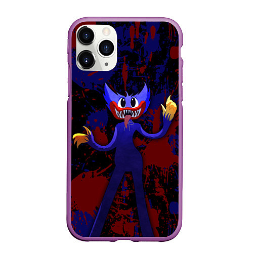 Чехол iPhone 11 Pro матовый Huggy Wuggy: Splashes / 3D-Фиолетовый – фото 1