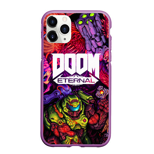 Чехол iPhone 11 Pro матовый DOOM ETERNAL ПАЛАЧ РОКА DOOM SLAYER / 3D-Фиолетовый – фото 1