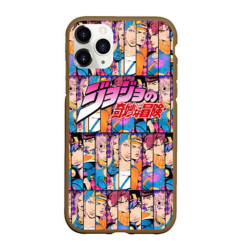 Чехол iPhone 11 Pro матовый JOJOS BIZARRE ADVENTURE HEROES ЦВЕТНОЙ / 3D-Коричневый – фото 1