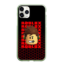 Чехол iPhone 11 Pro матовый ROBLOX LEGO FACE УЗОР СОТЫ