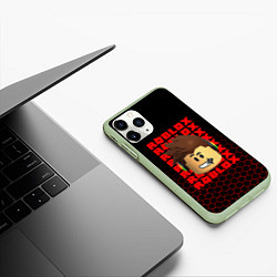 Чехол iPhone 11 Pro матовый ROBLOX LEGO FACE УЗОР СОТЫ, цвет: 3D-салатовый — фото 2