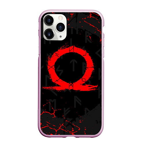 Чехол iPhone 11 Pro матовый GOD OF WAR CRATOS LOGO / 3D-Розовый – фото 1