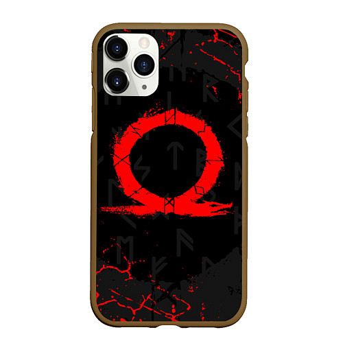 Чехол iPhone 11 Pro матовый GOD OF WAR CRATOS LOGO / 3D-Коричневый – фото 1