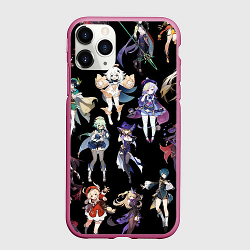 Чехол iPhone 11 Pro матовый GENSHIN IMPACT ПЕРСОНАЖИ ИГРЫ HEROES / 3D-Малиновый – фото 1