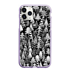 Чехол iPhone 11 Pro матовый Лес абстрактных ёлок