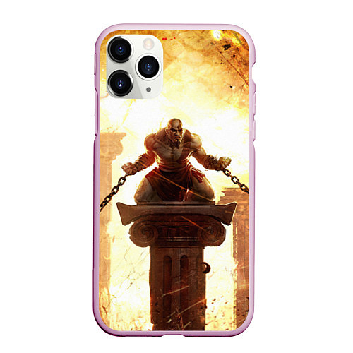 Чехол iPhone 11 Pro матовый GOD OF WAR КРАТОС В ЦЕПЯХ / 3D-Розовый – фото 1