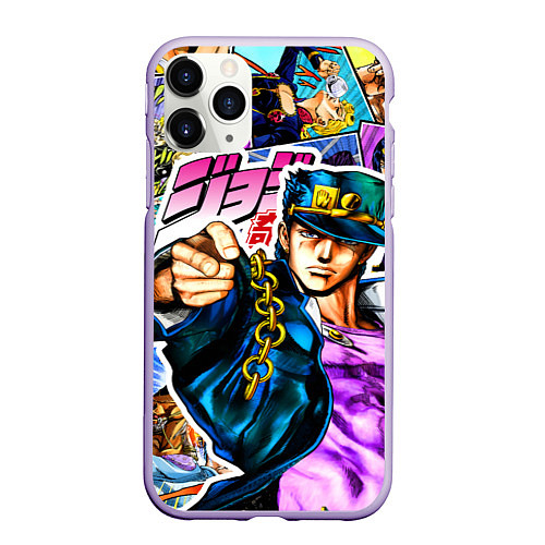 Чехол iPhone 11 Pro матовый Джотаро - JoJos Bizarre Adventure / 3D-Светло-сиреневый – фото 1