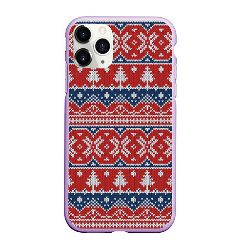 Чехол iPhone 11 Pro матовый New Year Pattern / 3D-Сиреневый – фото 1