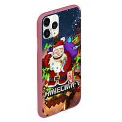 Чехол iPhone 11 Pro матовый НОВОГОДНЯЯ ЁЛКА В МАЙНКРАФТ SANTA CLAUS, цвет: 3D-малиновый — фото 2