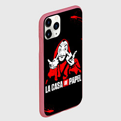 Чехол iPhone 11 Pro матовый БУМАЖНЫЙ ДОМ F*CK THE SYSTEM, цвет: 3D-малиновый — фото 2