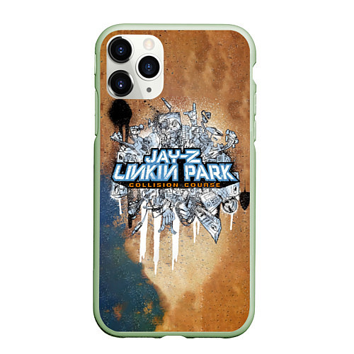 Чехол iPhone 11 Pro матовый Collision Course - Jay-Z и Linkin Park / 3D-Салатовый – фото 1