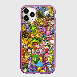 Чехол iPhone 11 Pro матовый ПОКЕМОНЫ В ПИКСЕЛЯХ PIXEL POKEMON, цвет: 3D-фиолетовый