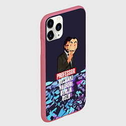 Чехол iPhone 11 Pro матовый Бумажный дом Профессор с маской, цвет: 3D-малиновый — фото 2