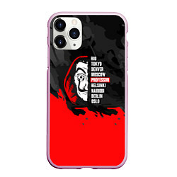 Чехол iPhone 11 Pro матовый La Casa de Papel Professor, цвет: 3D-розовый