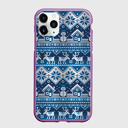 Чехол iPhone 11 Pro матовый Christmas Pattern, цвет: 3D-фиолетовый