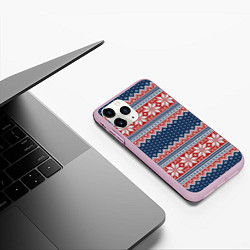 Чехол iPhone 11 Pro матовый Knitted Pattern, цвет: 3D-розовый — фото 2