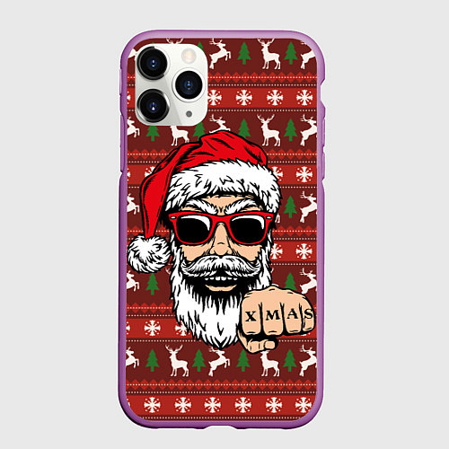 Чехол iPhone 11 Pro матовый Bad Santa Плохой Санта / 3D-Фиолетовый – фото 1