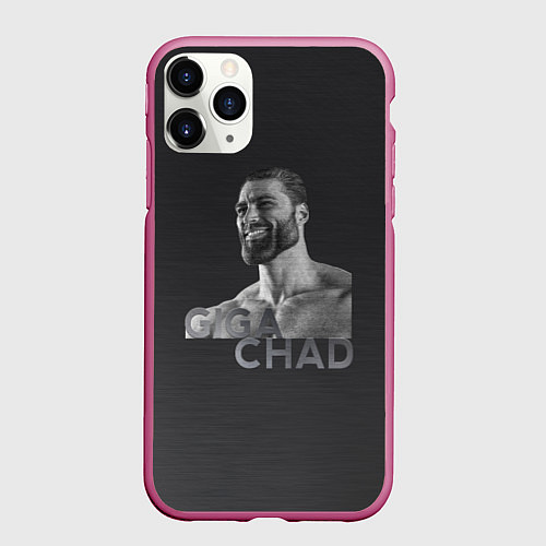 Чехол iPhone 11 Pro матовый Giga Chad / 3D-Малиновый – фото 1