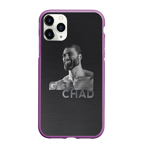 Чехол iPhone 11 Pro матовый Giga Chad / 3D-Фиолетовый – фото 1