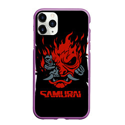 Чехол iPhone 11 Pro матовый CYBERPUNK 2077 самураи, цвет: 3D-фиолетовый