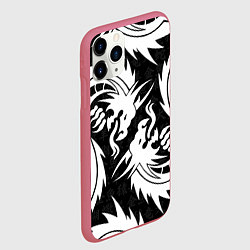 Чехол iPhone 11 Pro матовый УЗОР ИЗ БЕЛЫХ ДРАКОНОВ WHITE DRAGON TOKYO, цвет: 3D-малиновый — фото 2