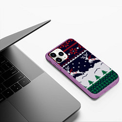 Чехол iPhone 11 Pro матовый СВИТЕР С ОЛЕНЯМИ DEER SWEATER, цвет: 3D-фиолетовый — фото 2