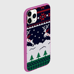 Чехол iPhone 11 Pro матовый СВИТЕР С ОЛЕНЯМИ DEER SWEATER, цвет: 3D-фиолетовый — фото 2