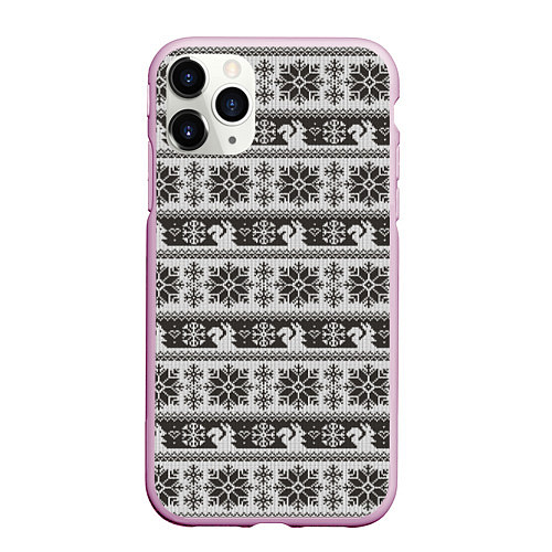 Чехол iPhone 11 Pro матовый Squirrel Pattern / 3D-Розовый – фото 1