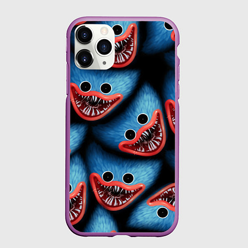 Чехол iPhone 11 Pro матовый POPPY PLAYTIME ХАГИ ВАГИ ЛИЦО МОНСТРА / 3D-Фиолетовый – фото 1