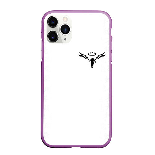 Чехол iPhone 11 Pro матовый WALHALLA TEAM НА СПИНЕ БЕЛЫЕ ИЕРОГЛИФЫ / 3D-Фиолетовый – фото 1