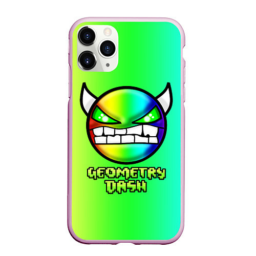 Чехол iPhone 11 Pro матовый Geometry Dash / 3D-Розовый – фото 1